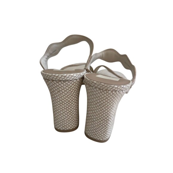 DOLCE VITA  Tan White Leather Double Strap Sandals Heels Size 12 NEW NWOB - Picture 9 of 9